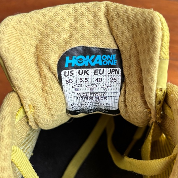 HOKA Clifton 9 Running Shoe Golden Lichen Celery Root 8 - Picture 12 of 12